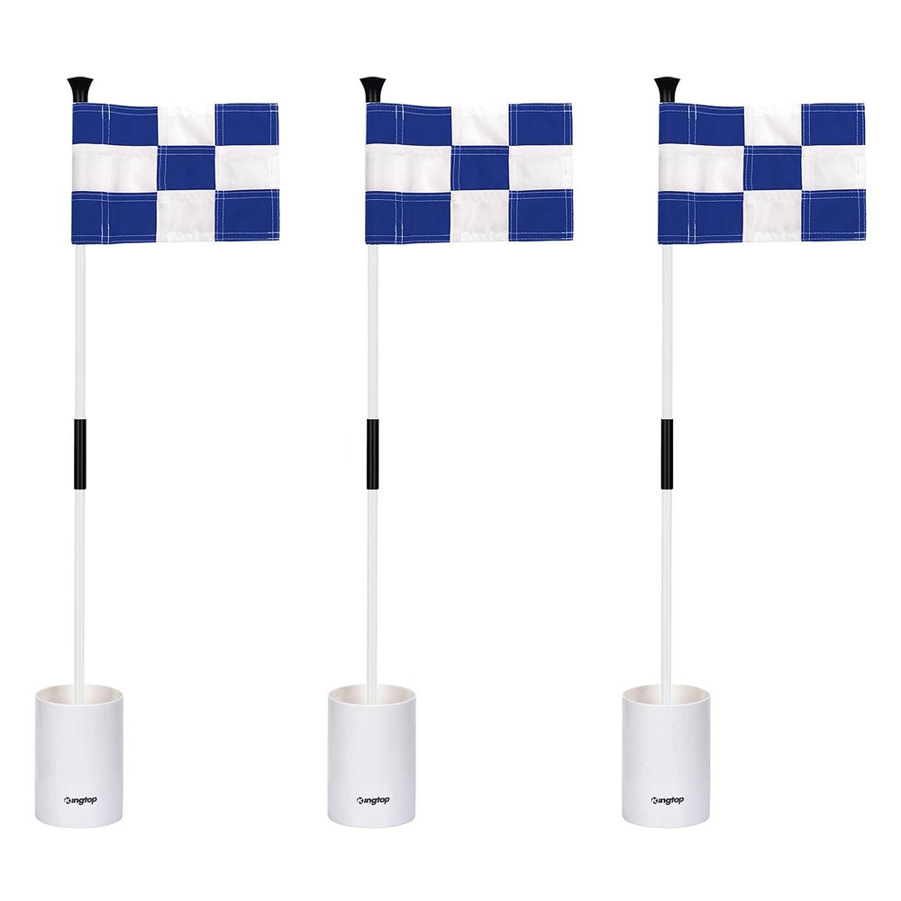 KINGTOP Golf Flagstick Mini, Putting Green Flag for Yard, 3 Feet Flagpole 2-Section Design, Golf Pin Flags Hole Cup Set, 6" Putting Cup, 3-Pack
