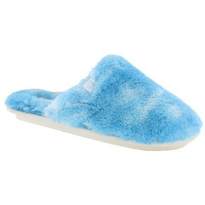 Cobian Minou Mule Women's Plush Faux Fur Slippers, Blue, 8