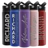 Amazing Items Personalized Water Bottle w/Straw & Lid, 24 oz - Purple | Custom Stainless Steel Sports Water Bottle w/Name and Text - Double-Wall, Vacuum Insulated - Rotating Handle view 1