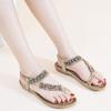 Ablanczoom Womens Sandals Flats Shoes: Comfortable Bohemian Beaded Dressy Summer Flat Casual Ankle Strap Elastic Slip on Beach Sandal view 3