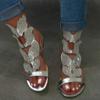 ZBYY Women's Open Toe Sandals Low Heel Gladiator Roman Rhinestone Covered Leaf Flame Wings Wedding Flat Sandals view 2