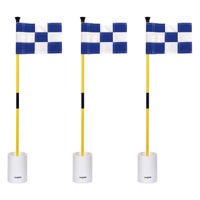 KINGTOP Golf Flagstick Mini, Putting Green Flag for Yard, 3 Feet Flagpole 2-Section Design, Golf Pin Flags Hole Cup Set, 6" Putting Cup, 3-Pack