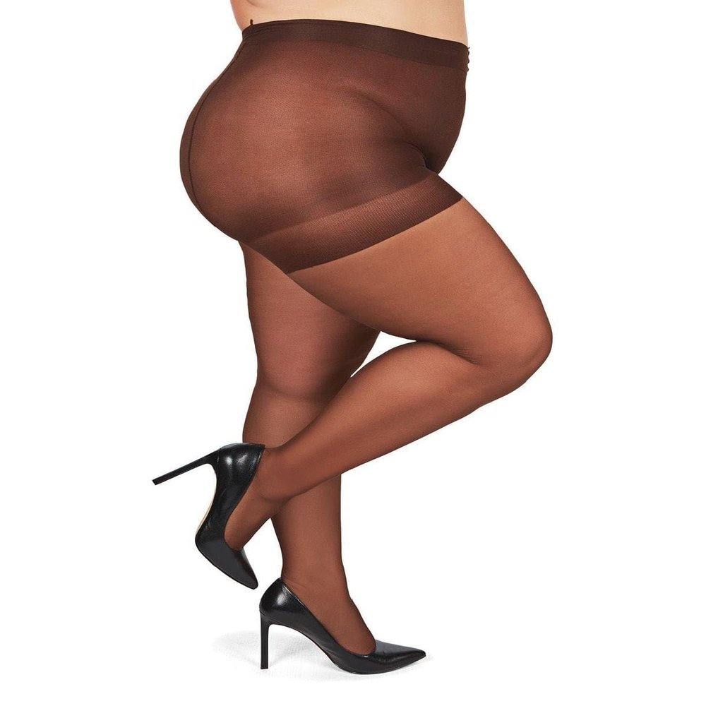 MeMoi Plus Size Curvy Control Top Pantyhose for Women, Comfortable Sheer Pantyhose, Lightweight Womens Stockings - French Coffee 1X/2X