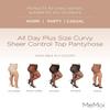MeMoi Plus Size Curvy Control Top Pantyhose for Women, Comfortable Sheer Pantyhose, Lightweight Womens Stockings - French Coffee 1X/2X view 2