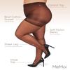 MeMoi Plus Size Curvy Control Top Pantyhose for Women, Comfortable Sheer Pantyhose, Lightweight Womens Stockings - French Coffee 1X/2X view 3