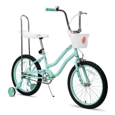 JOYSTAR 20 Inch Kids Bike with Training Wheels, Banana Seat Bicycle for Girls Ages 7-10 Years Old, Kids' Lowrider Bicycle with Front Handbrake and Coaster Brakes, High Rise Handlebar Green