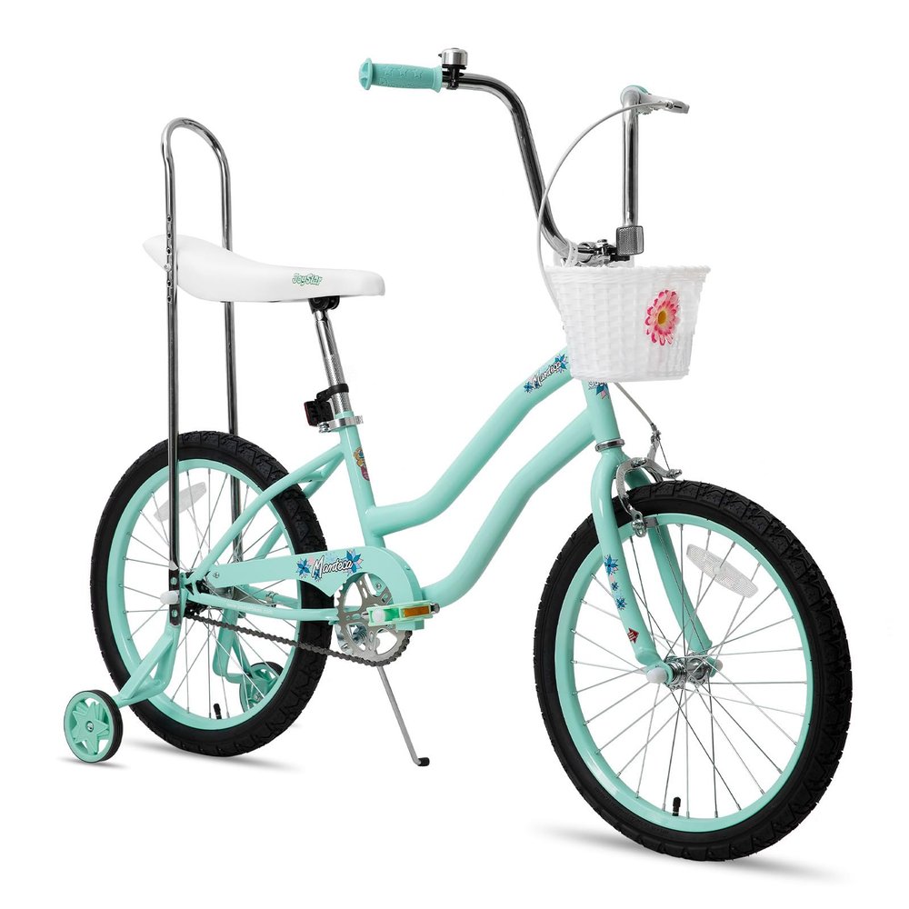 JOYSTAR 20 Inch Kids Bike with Training Wheels, Banana Seat Bicycle for Girls Ages 7-10 Years Old, Kids' Lowrider Bicycle with Front Handbrake and Coaster Brakes, High Rise Handlebar Green