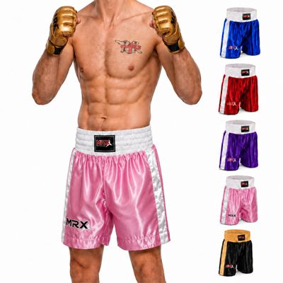 Men Boxing Shorts for Boxing Training Fitness Gym Cage Fight MMA Mauy Thai Kickboxing Trunks Clothing Pink Small