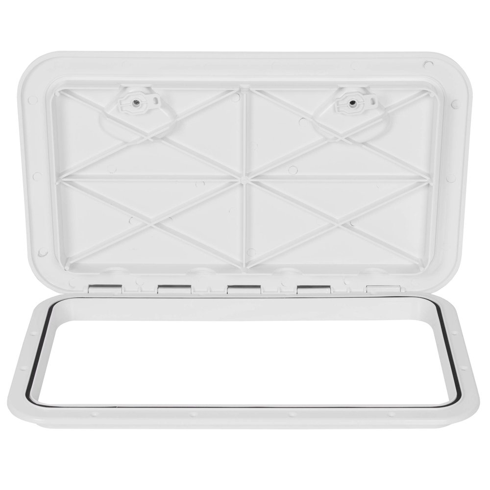 ECOTRIC 24" x 14" Deck Marine Access Hatch & Lid Durable Boat Hatch 180 Hinge Strong Recessed Handle Marine Caravan RV White Rectangle(606mm x 353mm) Plastic