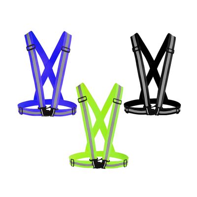 Awnuuw Reflective Vest Running Gear 3Pack, Adjustable Safety Vests High Visible Reflective Belt Straps for Night Running, Outdoor Cycling, Motorcycle, Dog Walking (Green,Black,Blue)