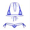 dPois Women's Micro Bra Top and Panty Bikini Sets Sheer Mesh Swimsuit Bathing Suit Royal Blue OneSize view 1