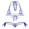 dPois Women's Micro Bra Top and Panty Bikini Sets Sheer Mesh Swimsuit Bathing Suit Royal Blue OneSize view 2