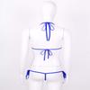 dPois Women's Micro Bra Top and Panty Bikini Sets Sheer Mesh Swimsuit Bathing Suit Royal Blue OneSize view 4