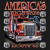 America's Highways Route 66 V-Neck T-Shirt Truck Driver Mechanic Teamster Tee White Small view 2