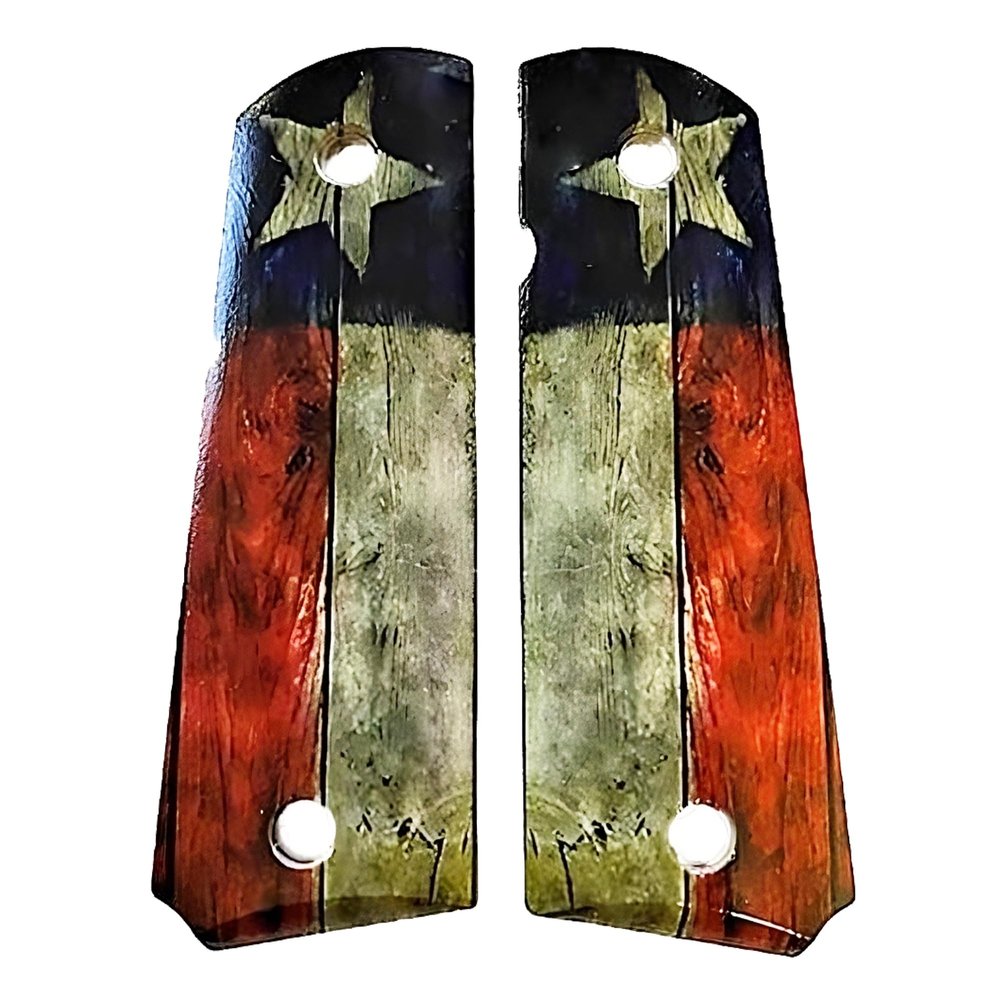 Compatible Replacement for 1911 Premium Gun Grips Colt Gov. & Clones Taurus, S&W, Springfield, Rock Island Full Size w/Texas Flag Bonus 4 Gold Screws