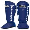 Fairtex SP7 Muay Thai Shin Guards for Men, Women, Kids | Shinguards Made with Syntek Leather & are Premium, Lightweight & Durable | Detachable shin & Foot Protector- Small, Blue view 1