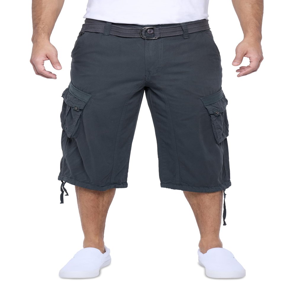 X RAY Men's Belted Long Cargo Shorts for Men, Below Knee Length Mens Cargo Shorts, 3/4 Pants (Big and Tall Shorts for Men) Charcoal 28