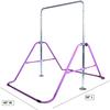 Kids Home Gymnastics Bar Jungle Gym 3 in 1 Set Deluxe Swing Seat, Trapeze Rings, Horizontal Kip Bar Height Adjustable Monkey Bar, Expandable Junior Training Gymnastic Balance Bar, Swing Set (Purple) view 3