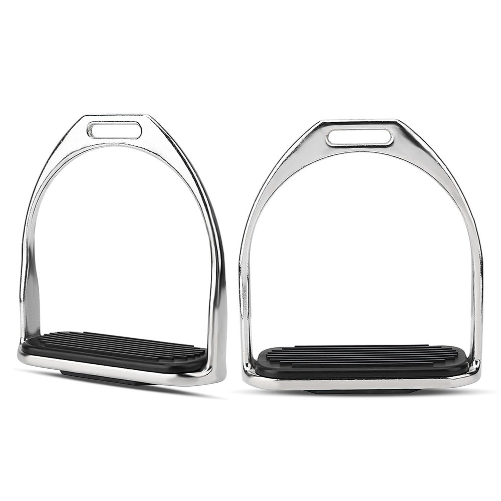 Comfortable 4.8" Iron Stirrups, Western Horse Riding Stirrups with Rubber Pad for Safe and Comfortable English Saddle Use
