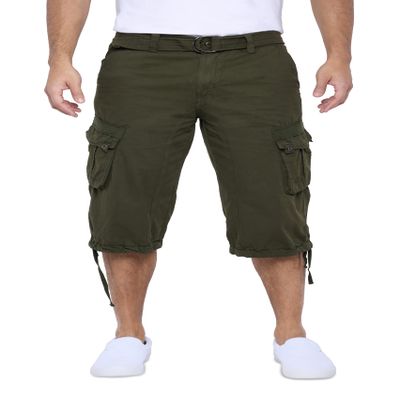 X RAY Men's Belted Long Cargo Shorts for Men, Below Knee Length Mens Cargo Shorts, 3/4 Pants (Big and Tall Shorts for Men) Olive 52