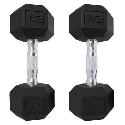 Saorzon Dumbbells Set of 2 Exercise Fitness Dumbbell for Home Gym Free Weights Hand Hex Dumb Bells Black 20LB