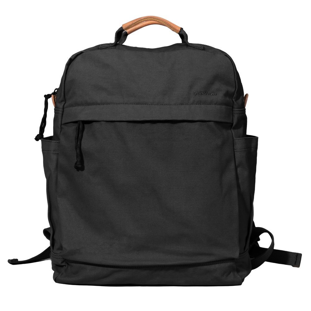GOOTIUM Canvas Backpack for Women Vintage Style Zipper Bag Men's Casual Daypack Cloth Outdoor Travel Rucksack, Black