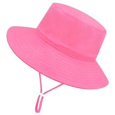 Baby Girl Sun Hat - Infant Wide Brim Beach Hat for Girls 0-6 Months - Pink Bucket Hat