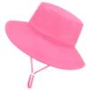 Baby Girl Sun Hat - Infant Wide Brim Beach Hat for Girls 0-6 Months - Pink Bucket Hat view 1