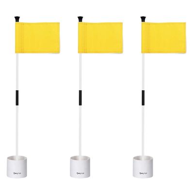 KINGTOP Golf Flagstick Mini, Putting Green Flag for Yard, 3 Feet Flagpole 2-Section Design, Golf Pin Flags Hole Cup Set, 4" Putting Cup, 3-Pack