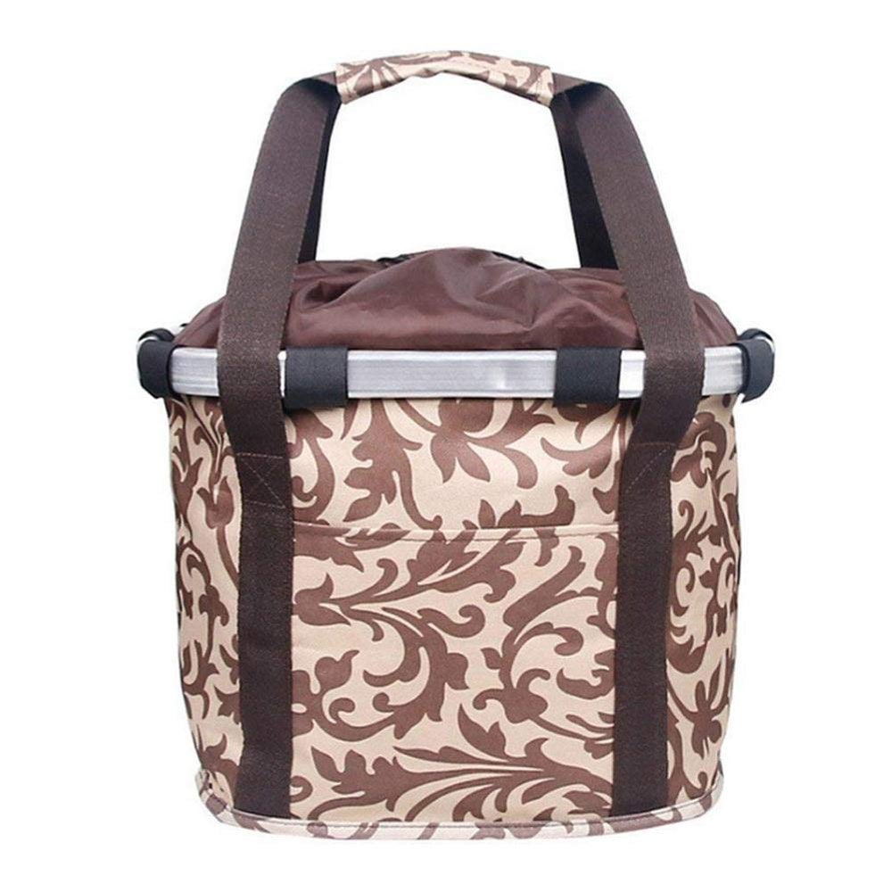 qiuqiu Removable Bicycle Handlebar Basket,Pet Cat Dog Carrier Bike Basket, Bike Front Hanging Handlebar Storage Saddle Bag-Brown
