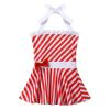 Hansber Infant Baby Girls Halter Ruffle Stripe Print Tutu Skirt with Briefs Swimsuit Bathing Suit Red&White Stripe 2-3 view 3