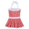 Hansber Infant Baby Girls Halter Ruffle Stripe Print Tutu Skirt with Briefs Swimsuit Bathing Suit Red&White Stripe 2-3 view 4