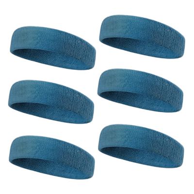 TOPTIE 6 Pieces Sweat Headbands Sport Cotton Terry Cloth Headbands-Dark Teal