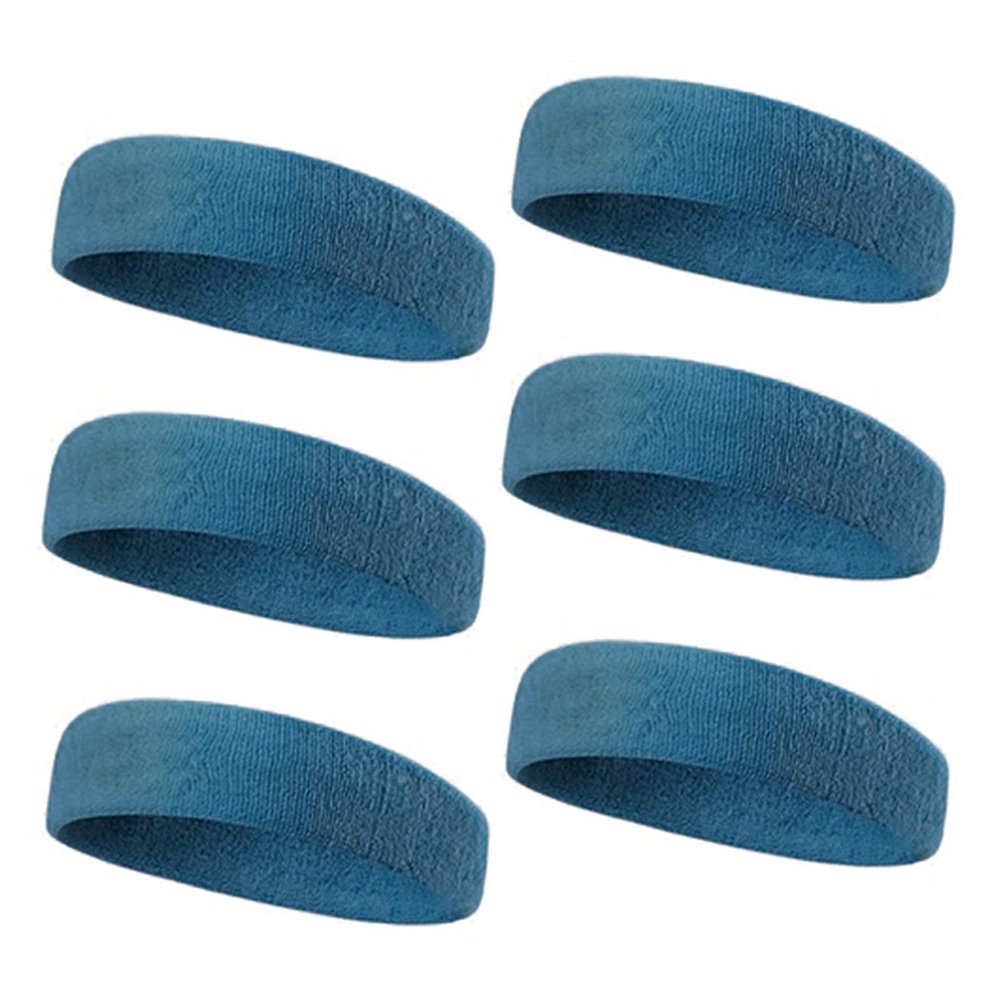 TOPTIE 6 Pieces Sweat Headbands Sport Cotton Terry Cloth Headbands-Dark Teal