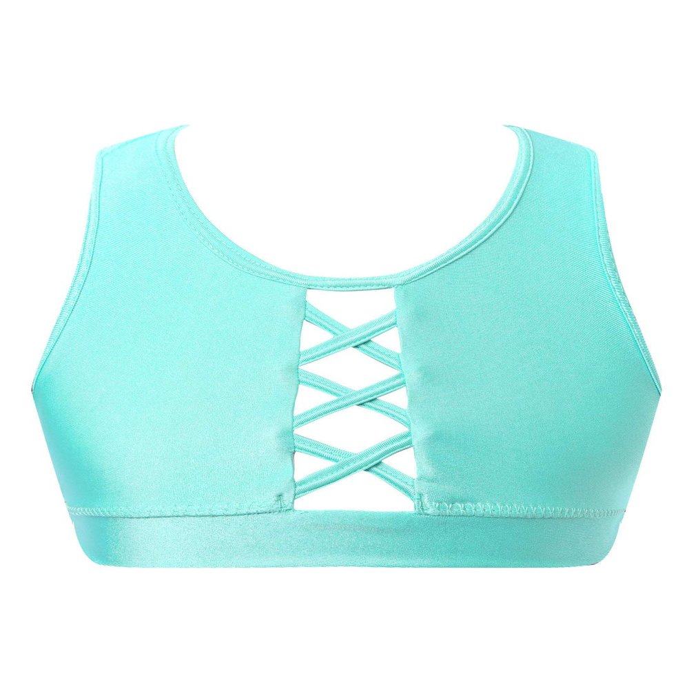 Freebily Kids Girl Yoga Sport Bra Racer Back Vest Top Gym Workout Training Crop Top Camisole Tank Top Athletic Underwear Mint 12