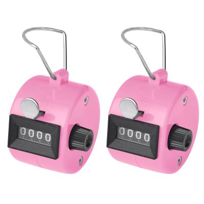 TopTie 2 PCS Clicker Counters, Plastic Mechanical Number Pitch Counters, 4-Digit Tally Counters for Sports Events - Pink