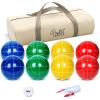 100mm Bocce Ball Set Regulation Size and Weight with 8 Resin Bochie Balls, Pallino, Carrying Bag, Measuring Rope, Gift for Family Backyard Lawn Yard Beach Bocci Games (Multi Colors, 2-8 Players) view 1