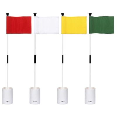 KINGTOP Golf Flagstick Mini, Putting Green Flag for Yard, 3 Feet Flagpole 2-Section Design, Golf Pin Flags Hole Cup Set, 6" Putting Cup, 4-Pack
