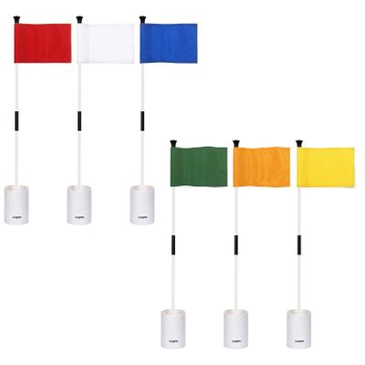 KINGTOP Golf Flagstick Mini, Putting Green Flag for Yard, 3 Feet Flagpole 2-Section Design, Golf Pin Flags Hole Cup Set, 6" Putting Cup, 6-Pack