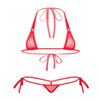 ACSUSS Women's Brazilian Mesh Sheer Extreme Halterneck Micro Bikini Bra Top with G-String Swimsuit 2# Red One Size view 1