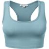 HATOPANTS Sleeveless Racerback Crop Tank Top Camisole Backless Scoop Neck Shirts BLUGRY M view 1