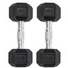 Dumbbells Set of 2 Hex Rubber Encased Dumbbells, Weights Dumbbells Set with Metal Handle for Exercise and Fitness (15 lb, Pair) view 2