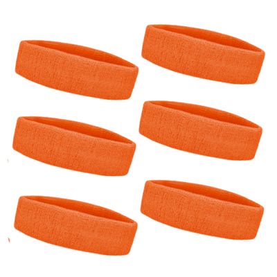 TOPTIE 6 Pieces Sweat Headbands Sport Cotton Terry Cloth Headbands-Orange