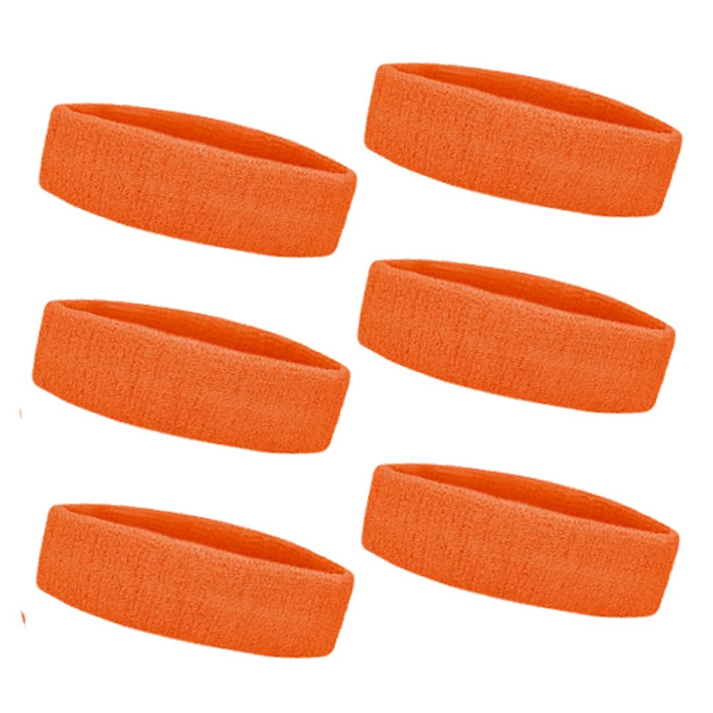 TOPTIE 6 Pieces Sweat Headbands Sport Cotton Terry Cloth Headbands-Orange