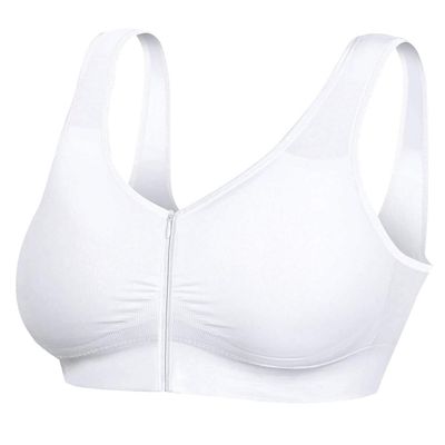 Fox Valley Traders Dream Bras Copper Therapy Zip-Front Bra, White, Medium