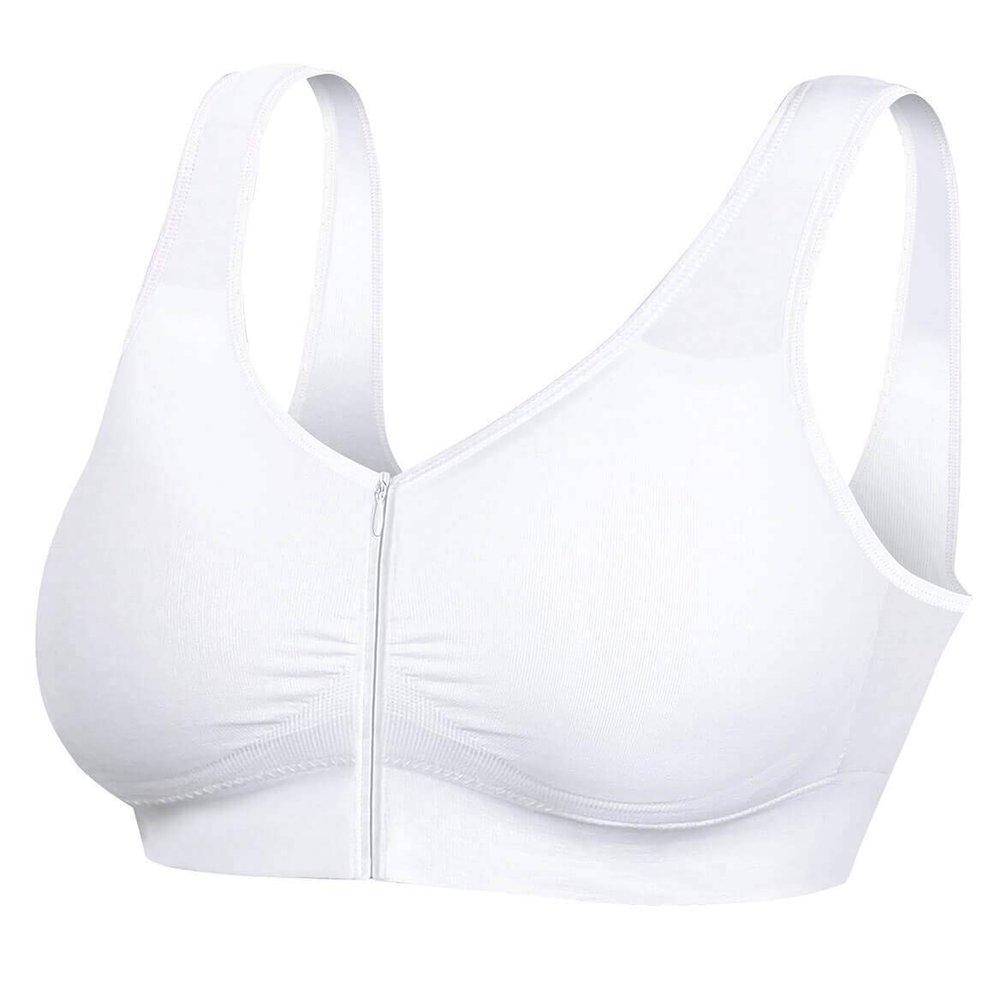 Fox Valley Traders Dream Bras Copper Therapy Zip-Front Bra, White, Medium