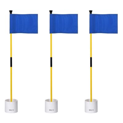 KINGTOP Golf Flagstick Mini, Putting Green Flag for Yard, 3 Feet Flagpole 2-Section Design, Golf Pin Flags Hole Cup Set, 4" Putting Cup, 3-Pack