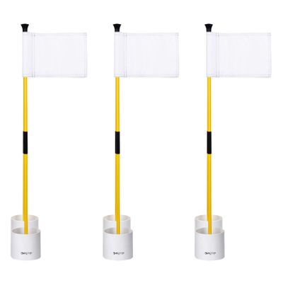 KINGTOP Golf Flagstick Mini, Putting Green Flag for Yard, 3 Feet Flagpole 2-Section Design, Golf Pin Flags Hole Cup Set, 4" Putting Cup, 3-Pack