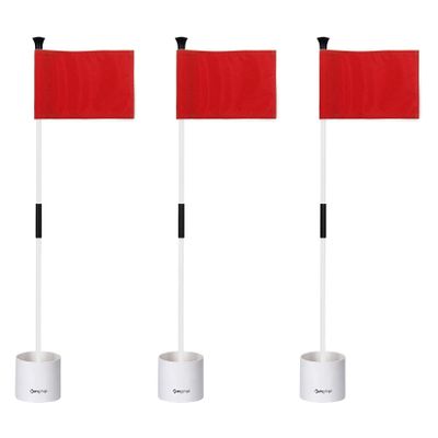 KINGTOP Golf Flagstick Mini, Putting Green Flag for Yard, 3 Feet Flagpole 2-Section Design, Golf Pin Flags Hole Cup Set, 4" Putting Cup, 3-Pack