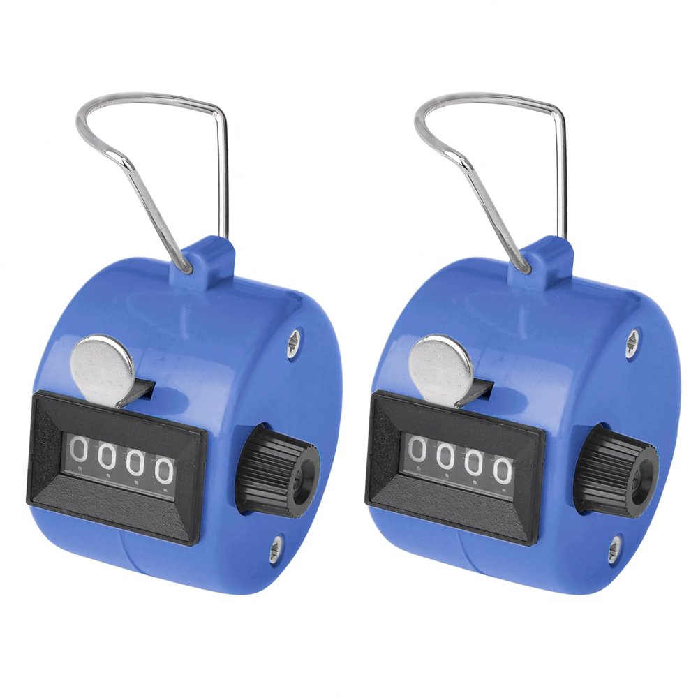 TopTie 2 PCS Clicker Counters, Plastic Mechanical Number Pitch Counters, 4-Digit Tally Counters for Sports Events - Blue